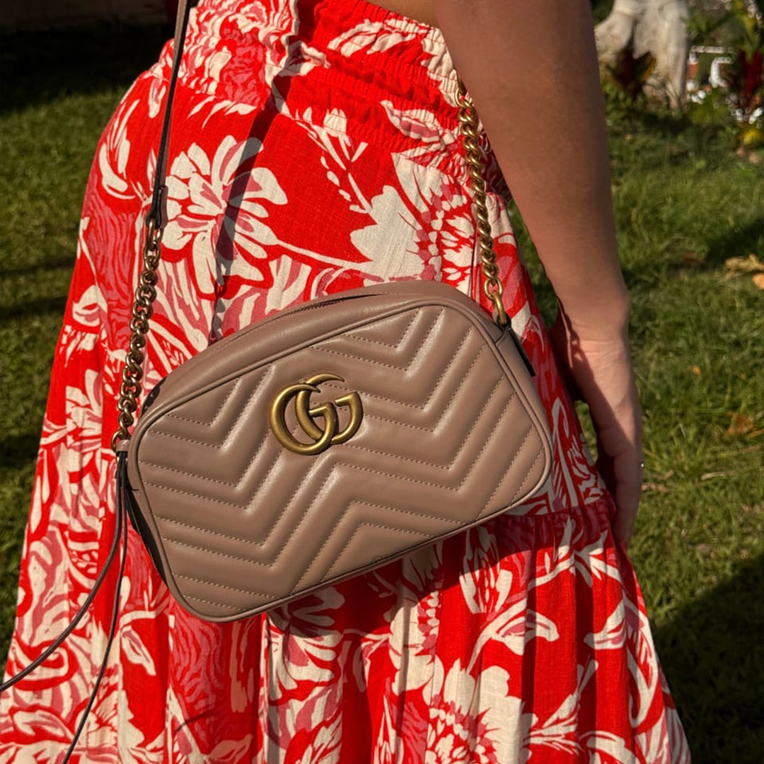 GG Marmont Small Matelassé Shoulder Bag Beige