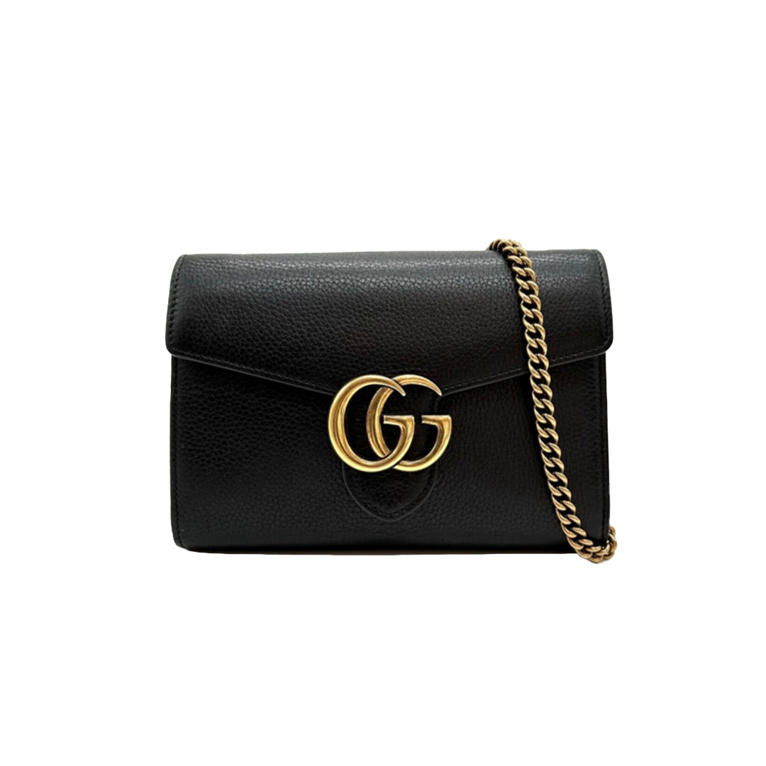 GG Marmont leather Chain Shoulder Bag Medium Black