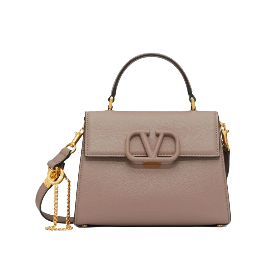 Small Vsling Grainy Calfskin Handbag Nude