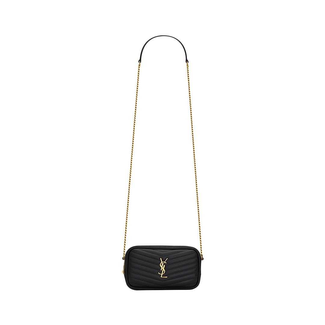 YSL Mini Lou in Quilted Leather Black